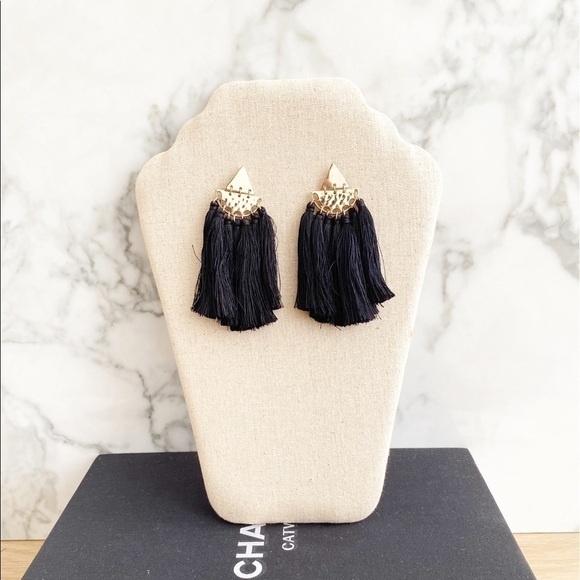 gorgeous black and gold tassel earrings - Picture 1 of 4